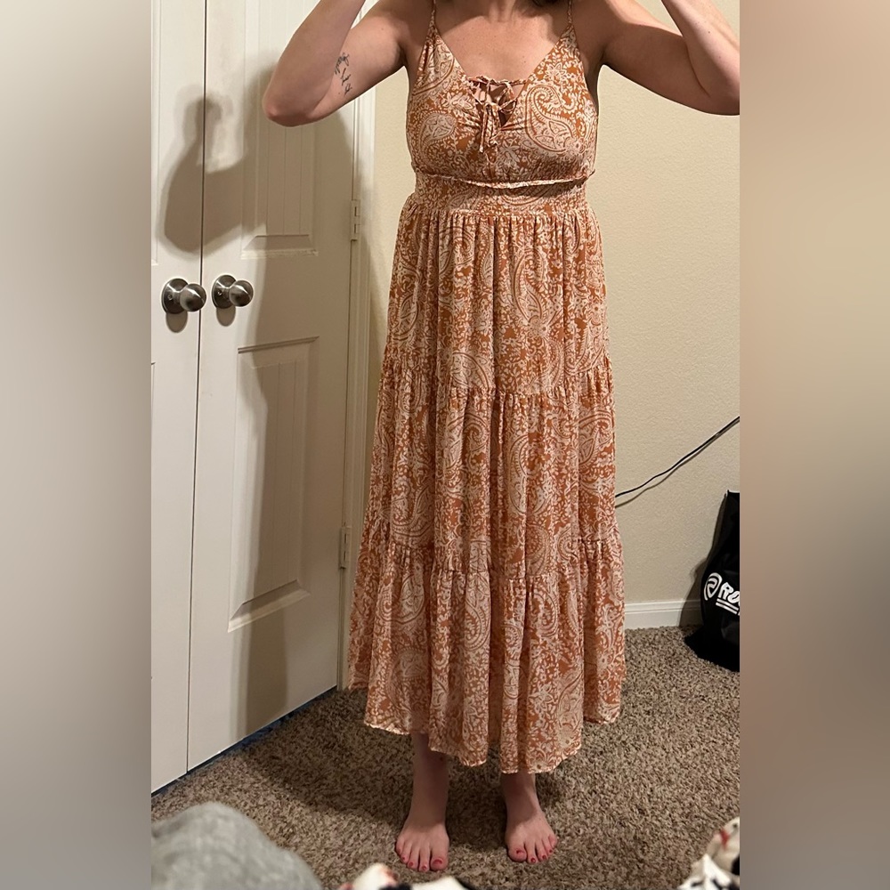 Orange and white paisley print boho maxi!!